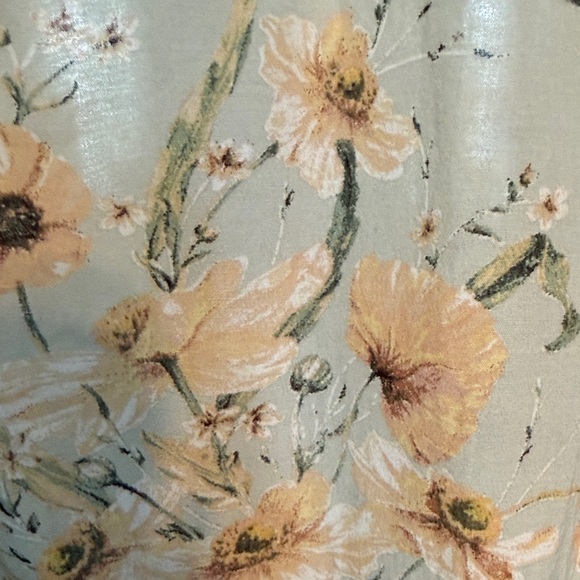 HM Floral Babydoll Tunic Dress Sage Green Peach Long Sleeve Tie Neck Womens 6 - Picture 3 of 4